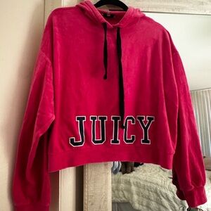 Juicy Couture Hot Pink Velour Hoodie with Black Drawstrings